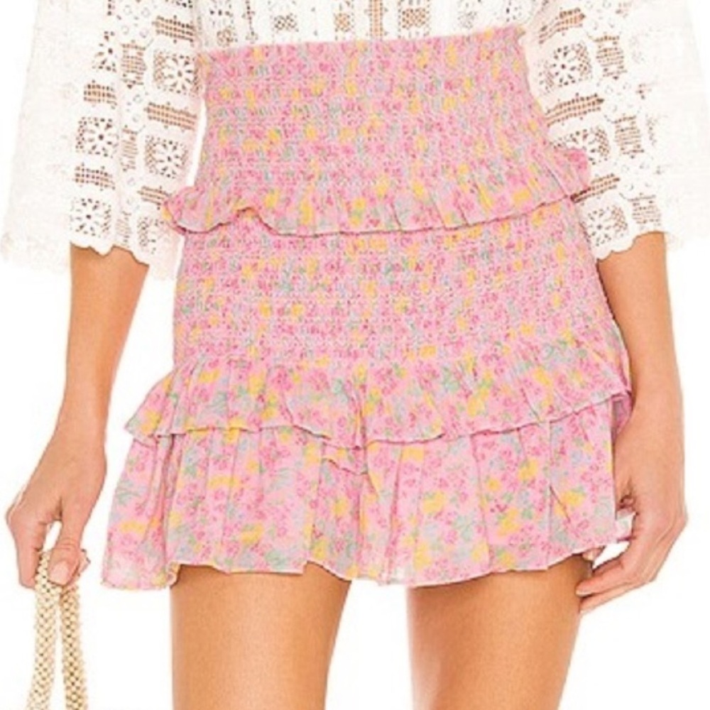 LoveShackFancy Sicily Skirt Melon XS